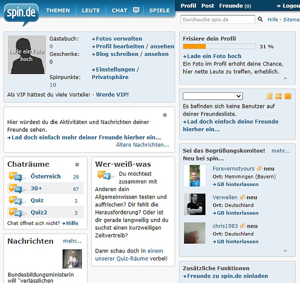 spin.de community profil und innenleben