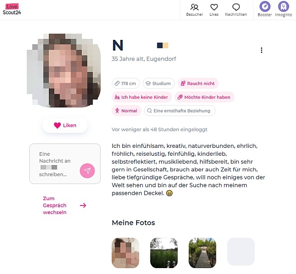 LoveScout 24: Ein Beispielprofil